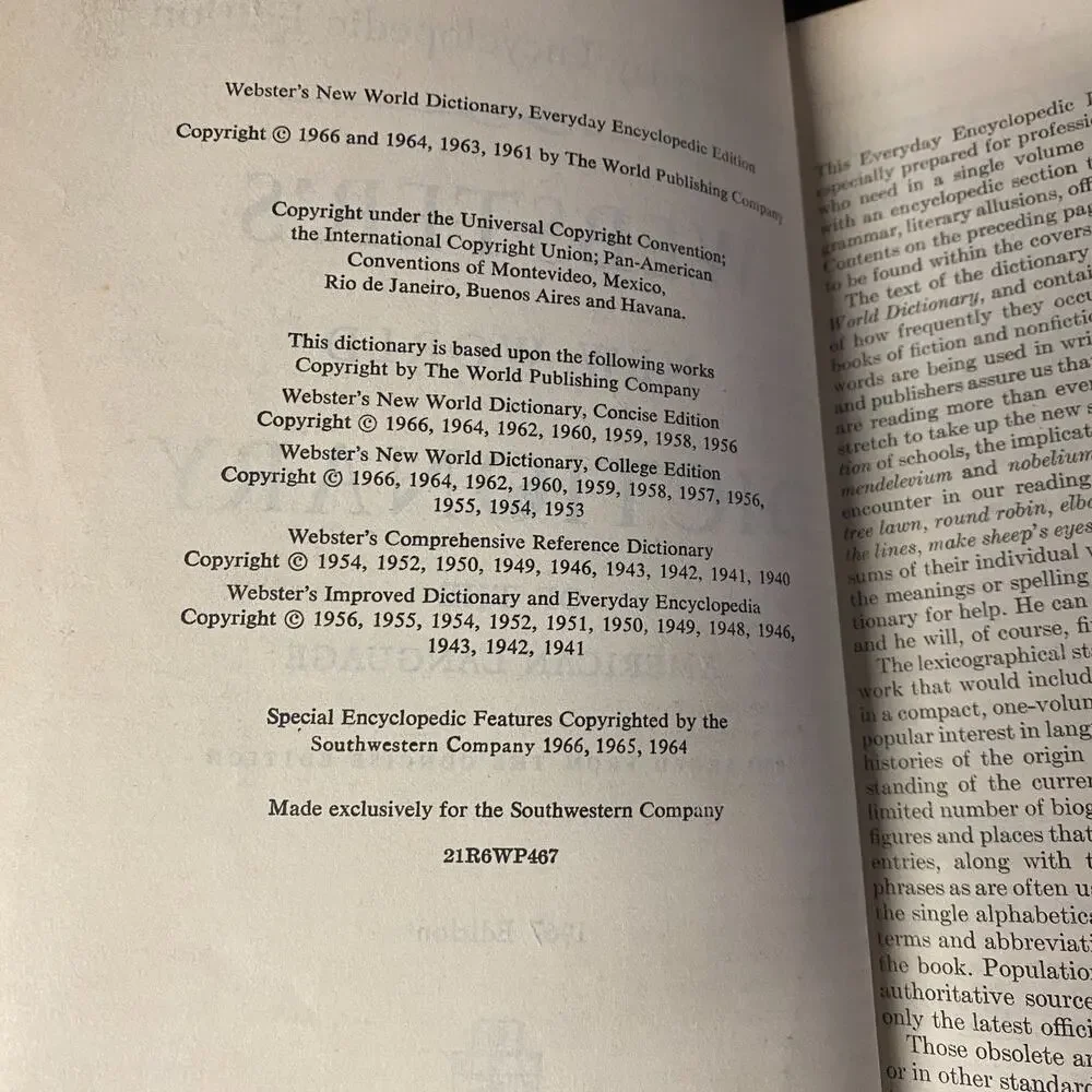 1966 Websters New World Dictionary, Everyday Encyclopedic Edition